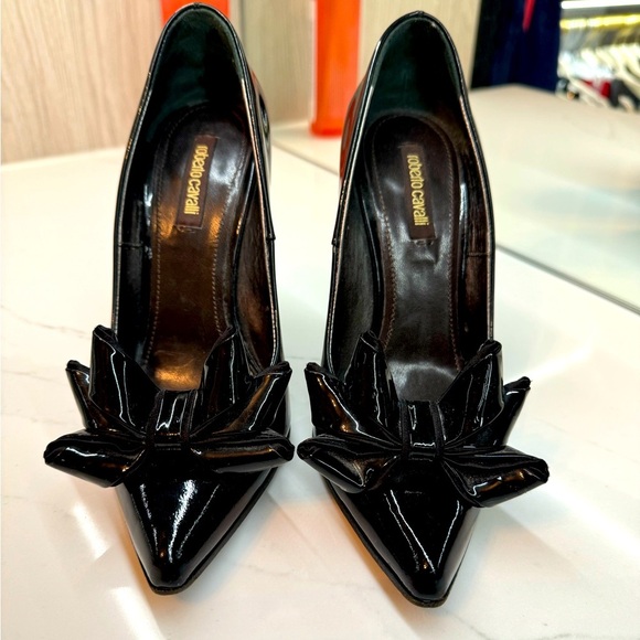 💯 Authentic Roberto Cavalli Black Patent Leather Shoes. Size 7. - Picture 1 of 7